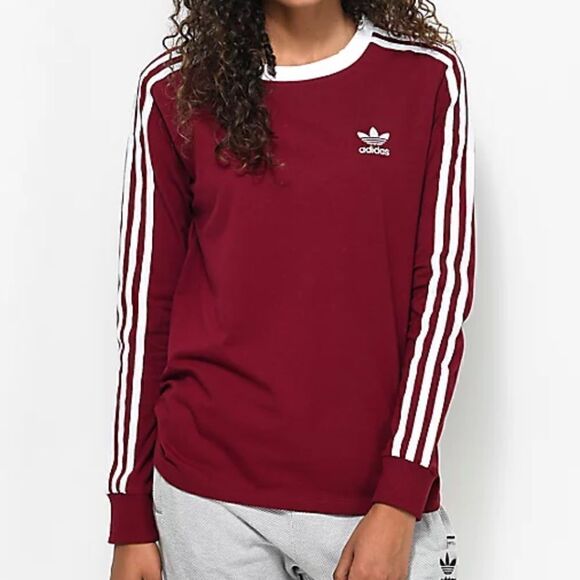 Adidas Three Stripe Long Sleeve Top - Picture 1 of 6